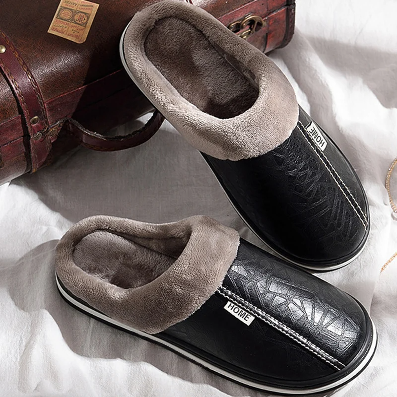 Carmel Fleece-Lined Leather Mule Slippers