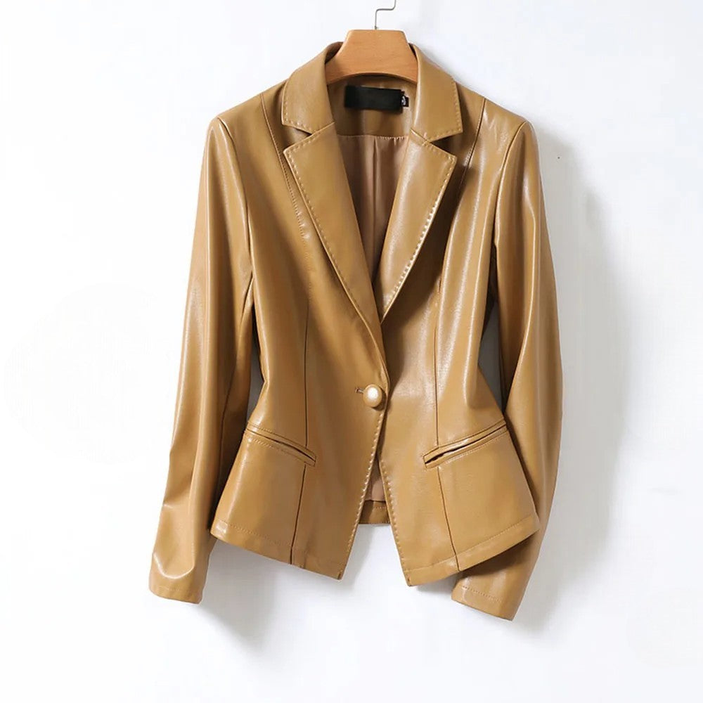 Evander Sculpted Leather Blazer