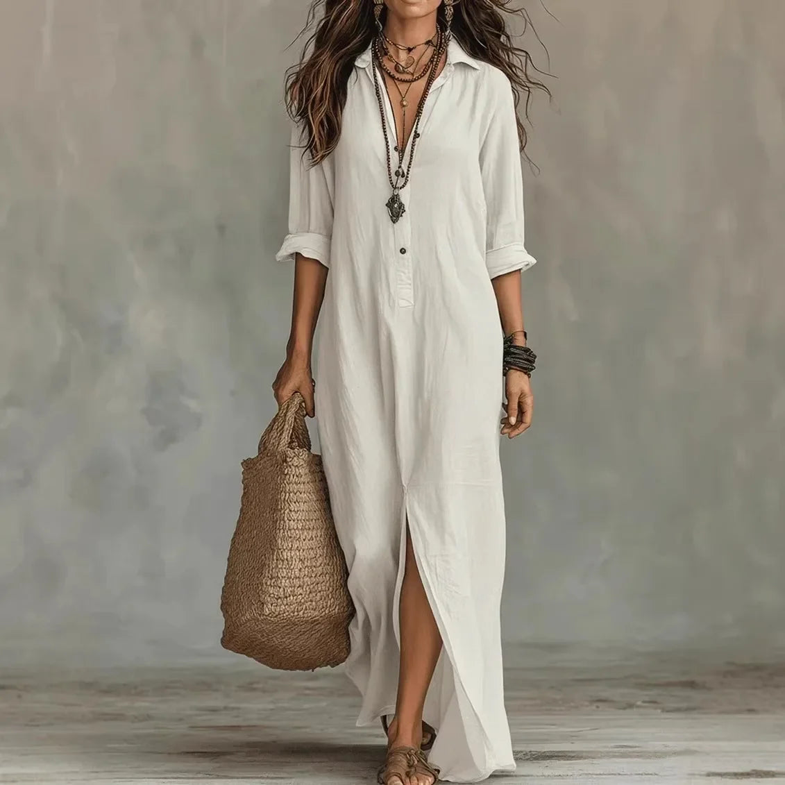 Seville Linen-Blend Shirt Dress
