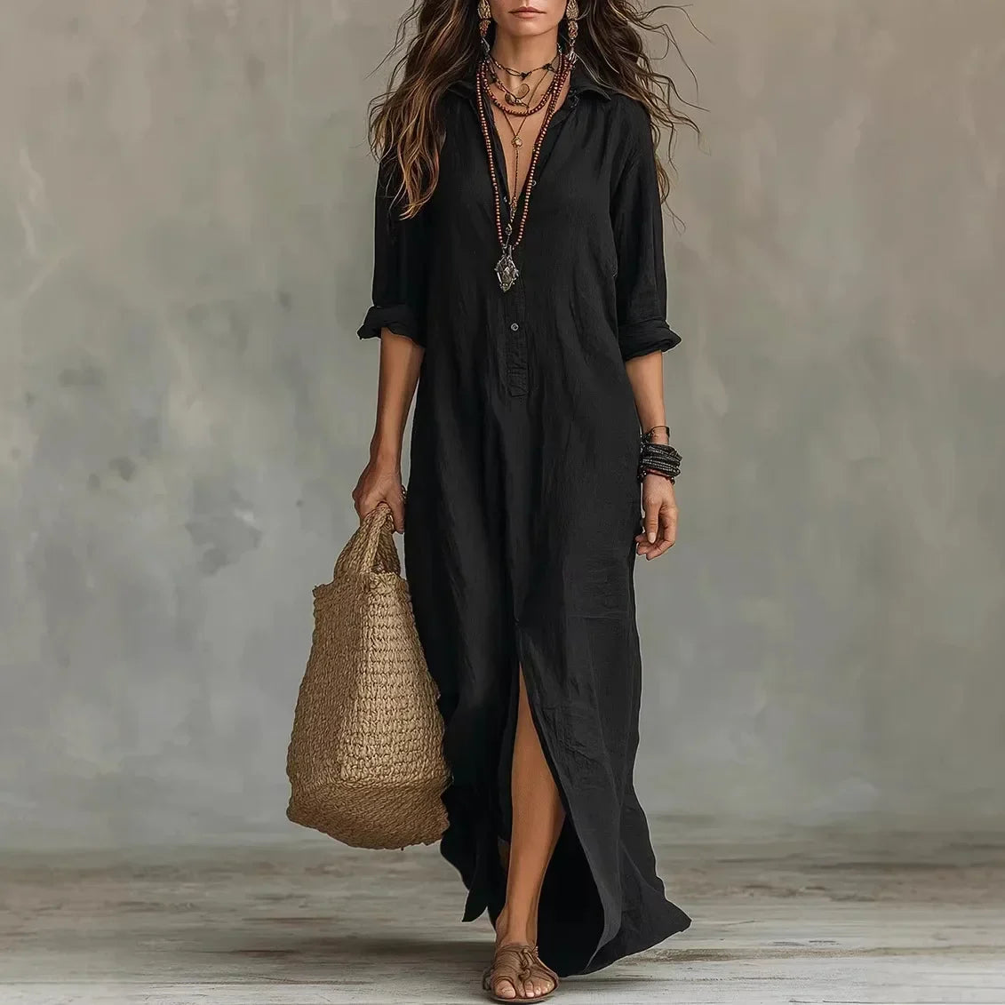 Seville Linen-Blend Shirt Dress