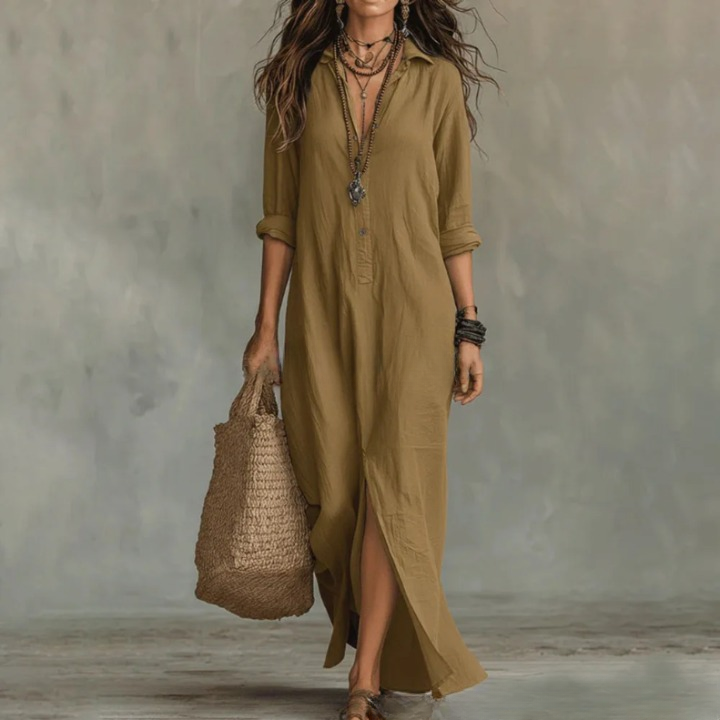 Seville Linen-Blend Shirt Dress