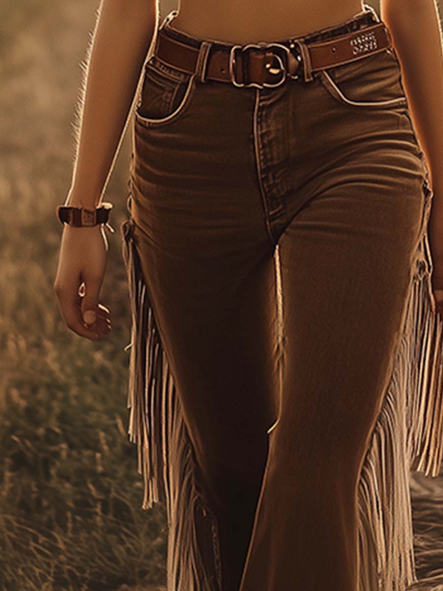 Calliope Fringe Flare Jeans