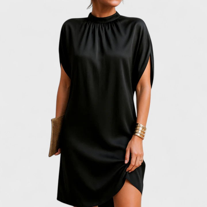 Seraphina High-Neck Draped Midi Dress