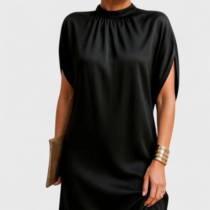 Seraphina High-Neck Draped Midi Dress