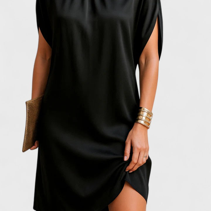 Seraphina High-Neck Draped Midi Dress