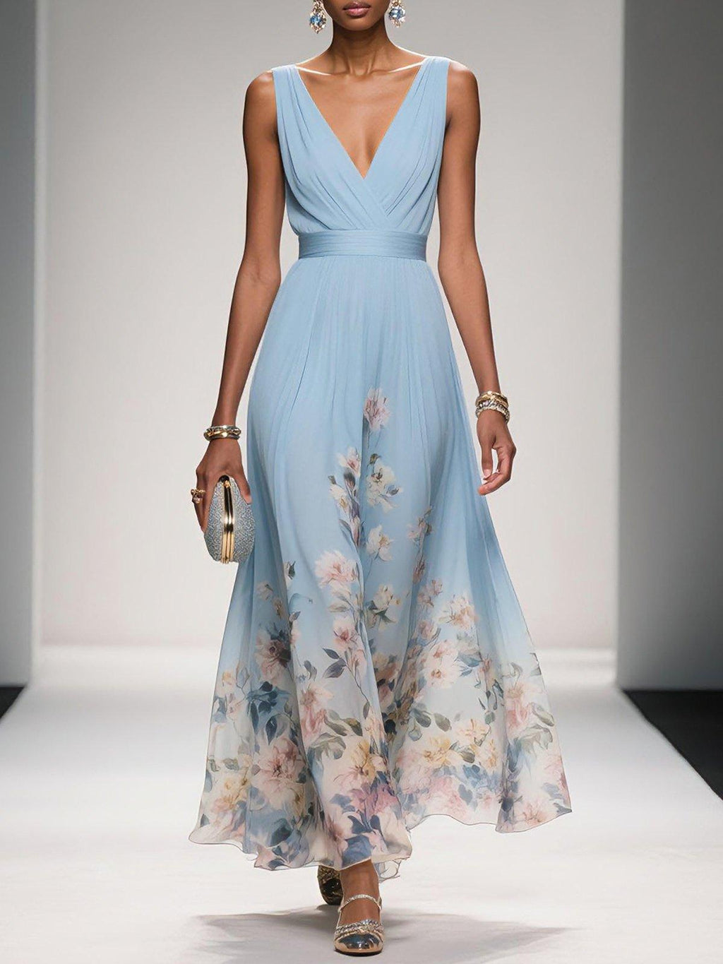 Monviso Floral V-Neck Midi Dress
