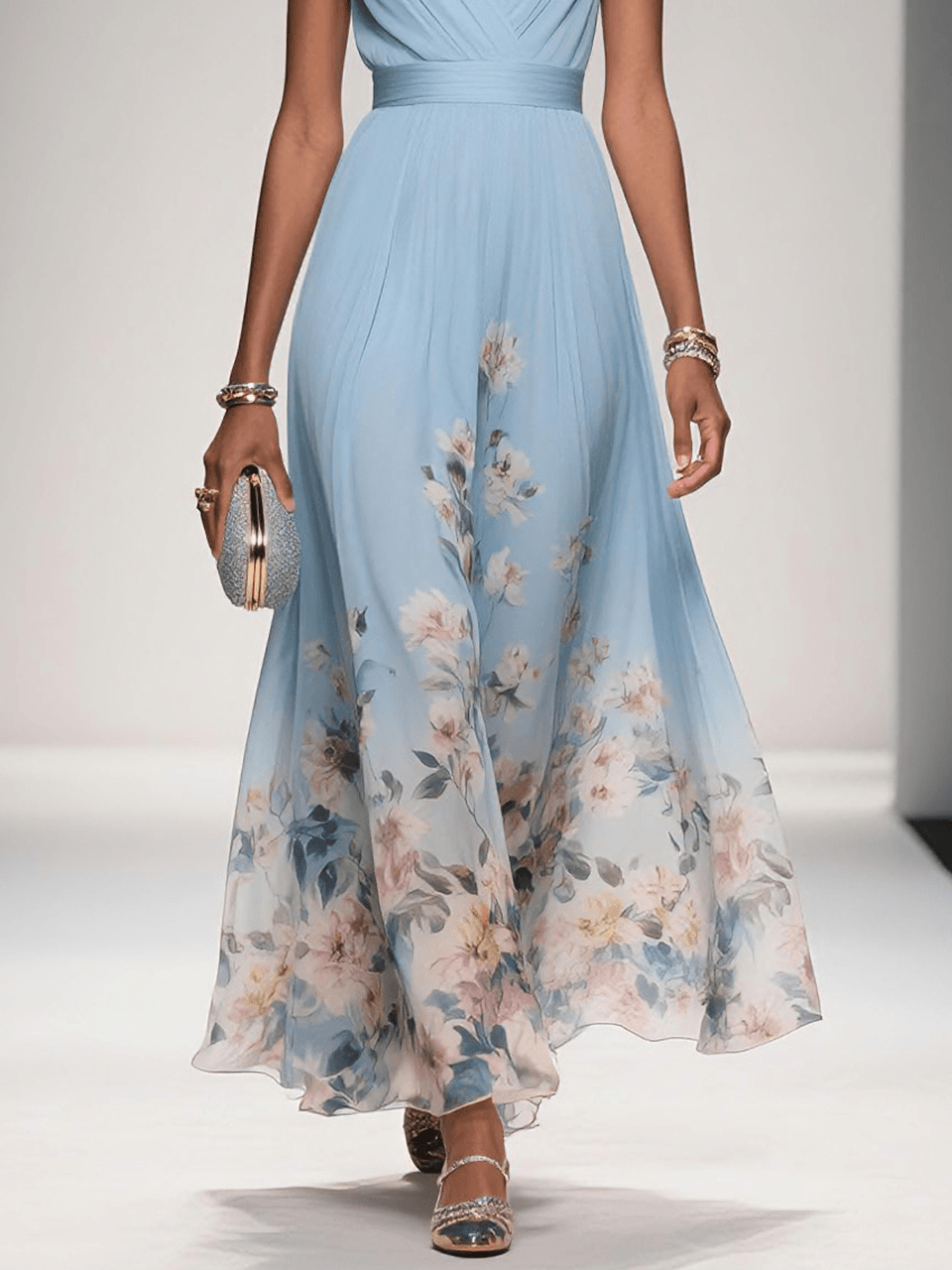 Monviso Floral V-Neck Midi Dress