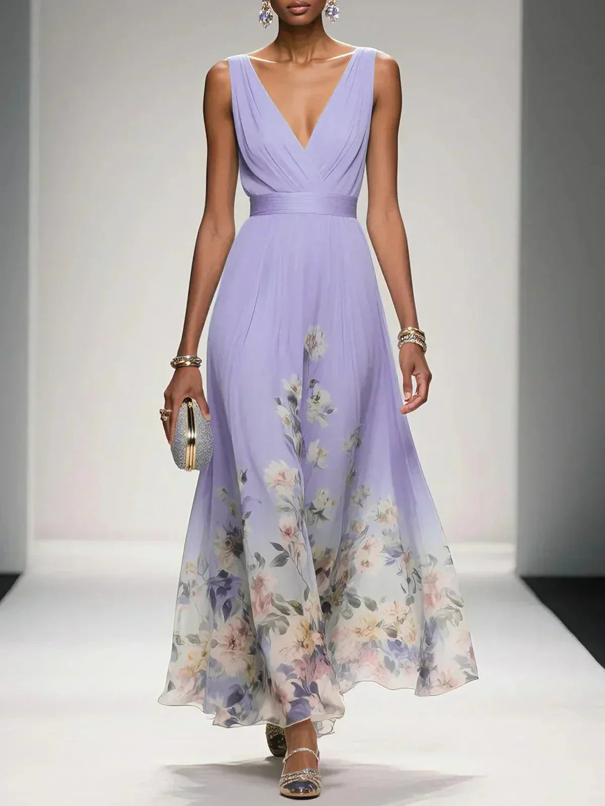 Monviso Floral V-Neck Midi Dress
