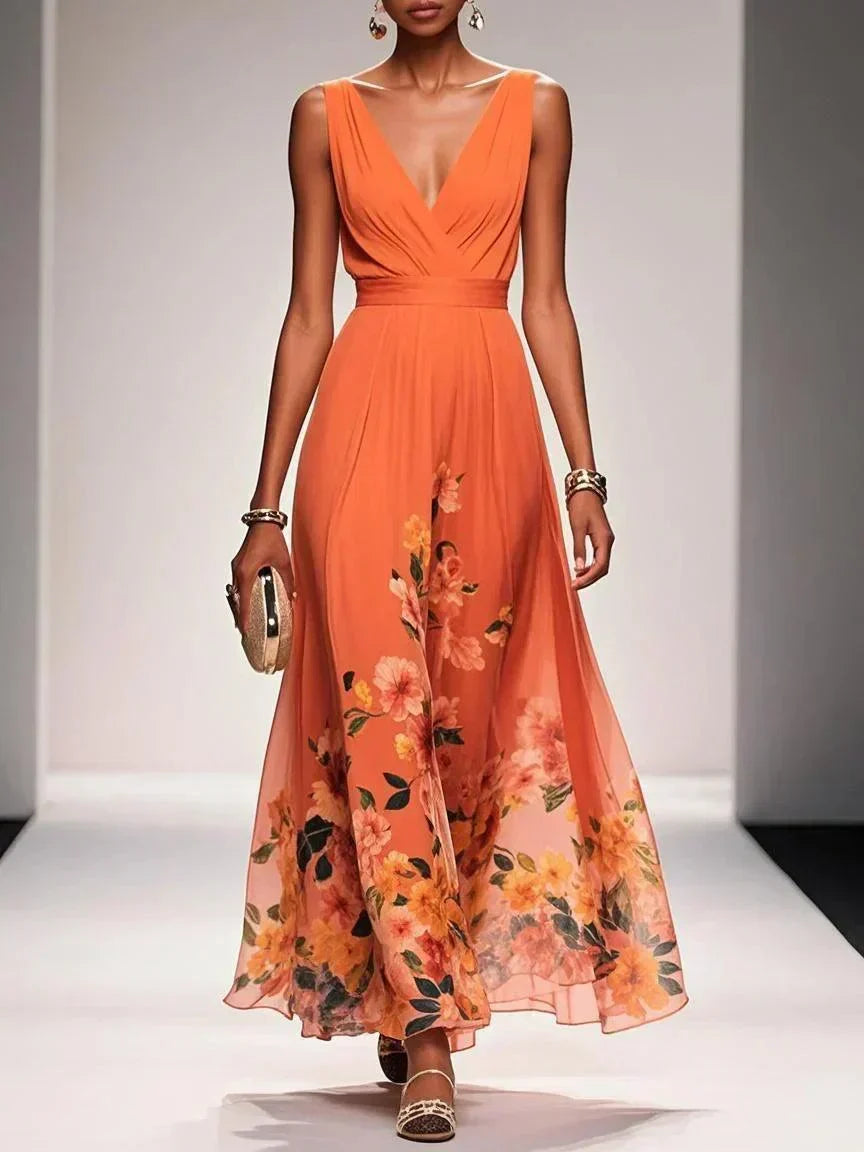 Monviso Floral V-Neck Midi Dress