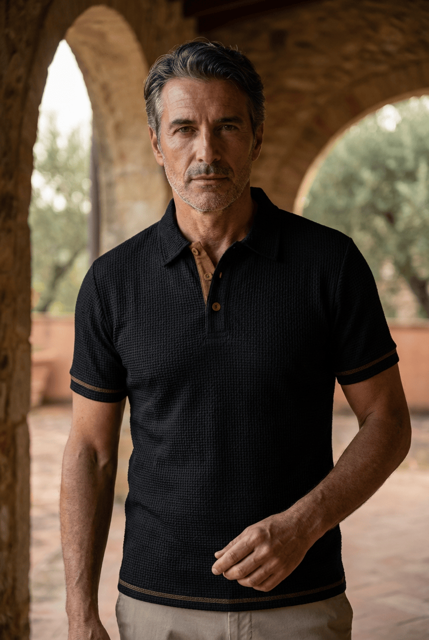 Taveuni Waffle-Knit Polo Shirt