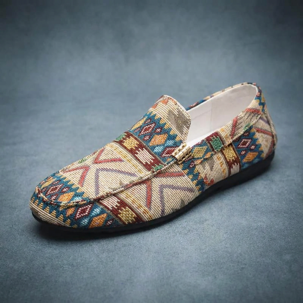Tulum Patterned Canvas Loafers