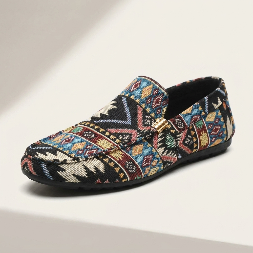 Tulum Patterned Canvas Loafers