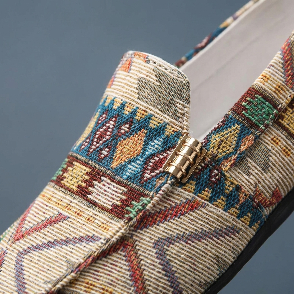 Tulum Patterned Canvas Loafers