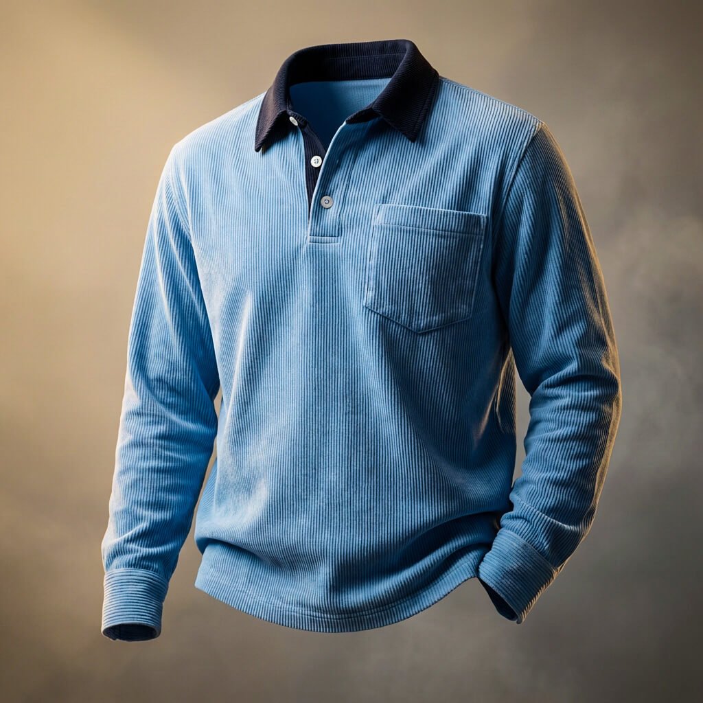 Cerchia Corduroy Long-Sleeve Polo