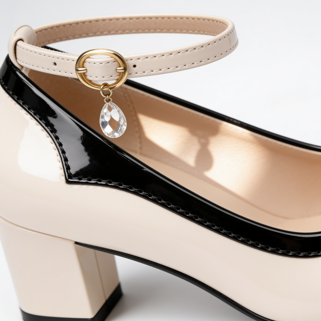 St Claire Crystal-Charm Block Heels
