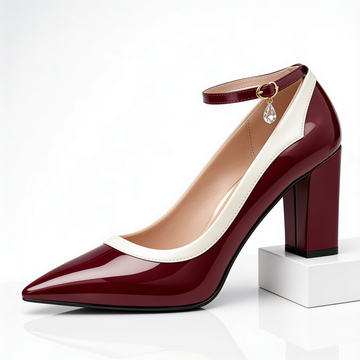 St Claire Crystal-Charm Block Heels
