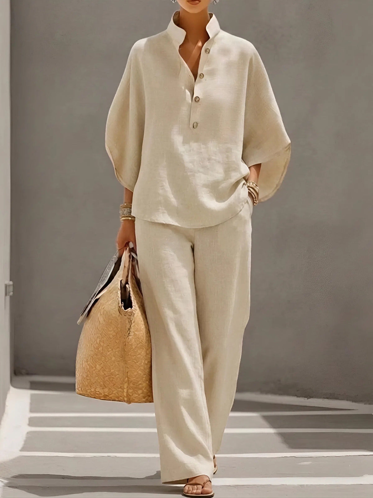 St Lucia Wide-Leg Linen 2-Piece Set