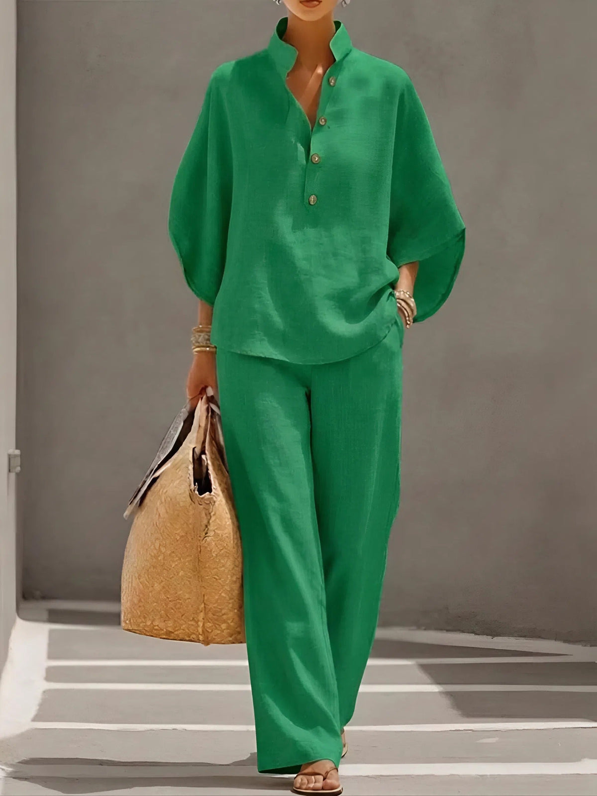 St Lucia Wide-Leg Linen 2-Piece Set