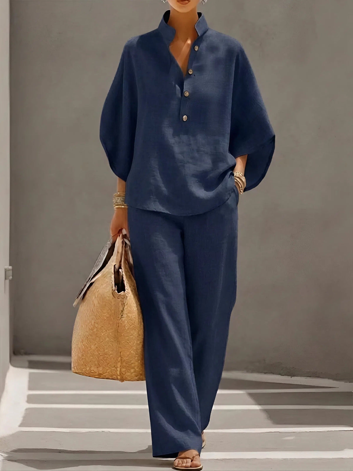 St Lucia Wide-Leg Linen 2-Piece Set