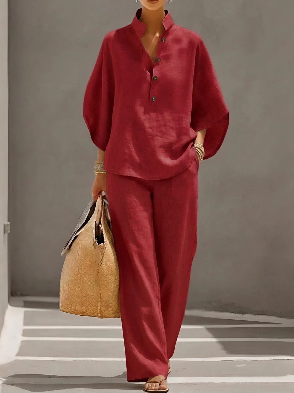 St Lucia Wide-Leg Linen 2-Piece Set