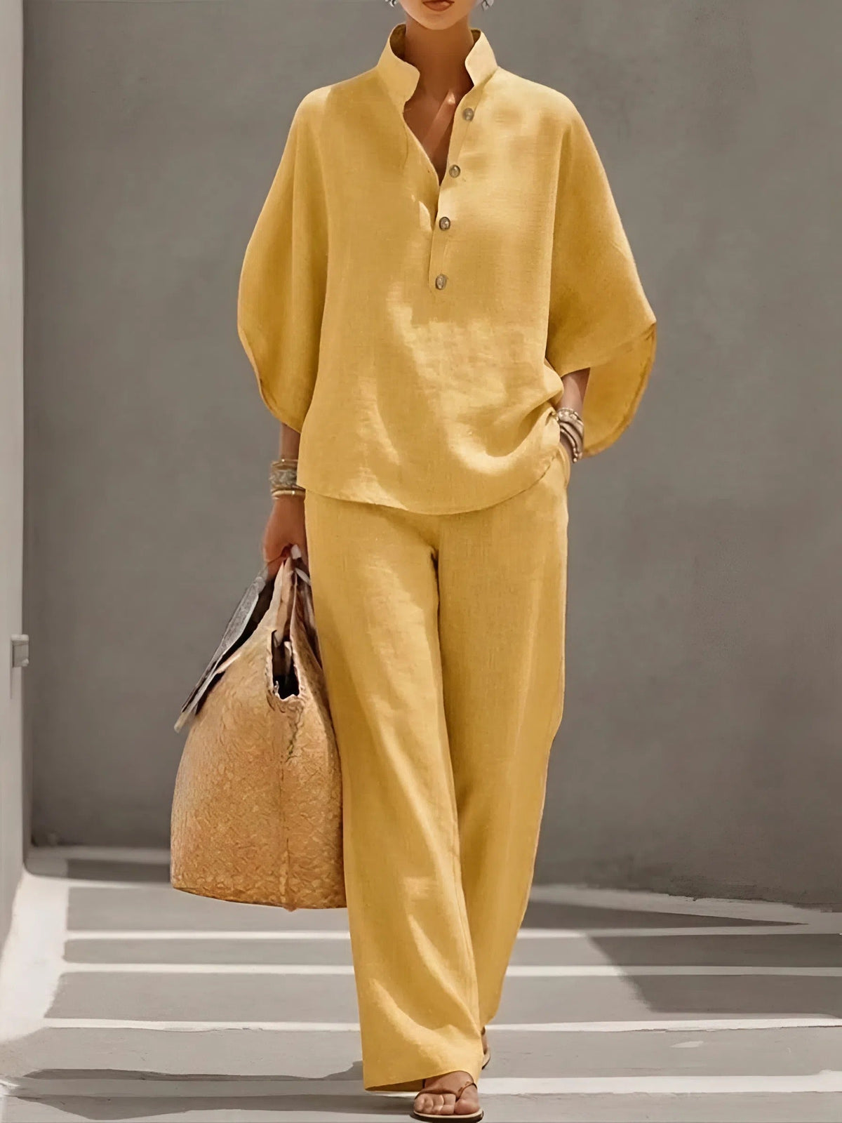 St Lucia Wide-Leg Linen 2-Piece Set