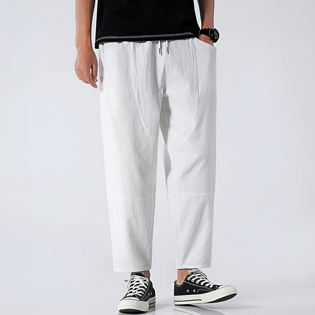 Marfa Cropped Linen-Cotton Trousers