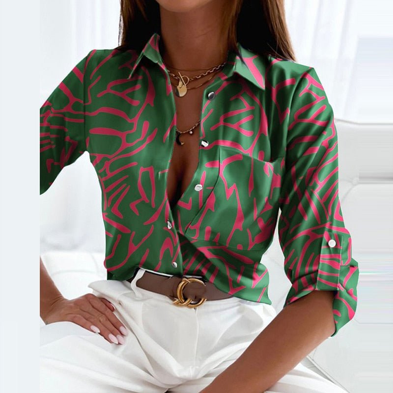 Corsica Printed Button-Down Blouse