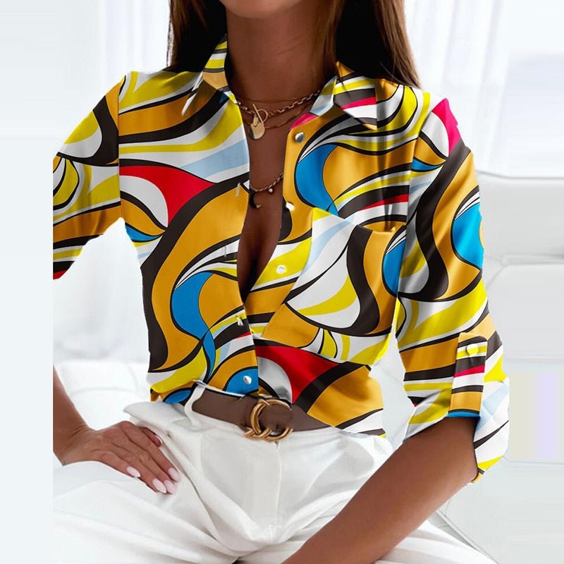 Corsica Printed Button-Down Blouse