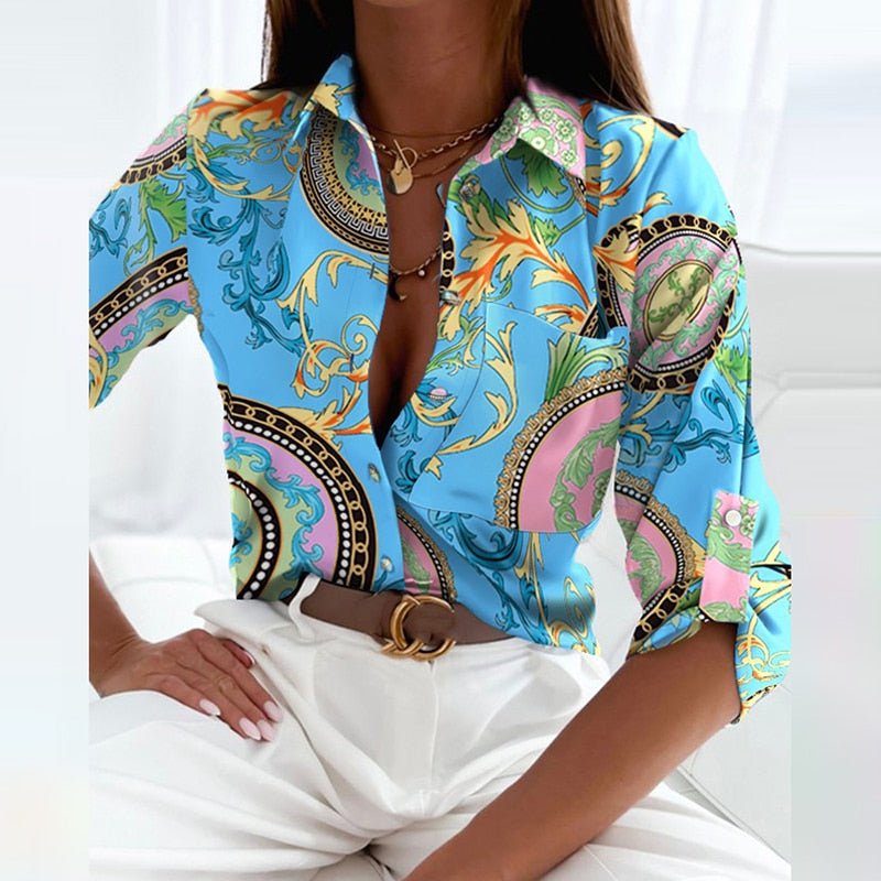 Corsica Printed Button-Down Blouse