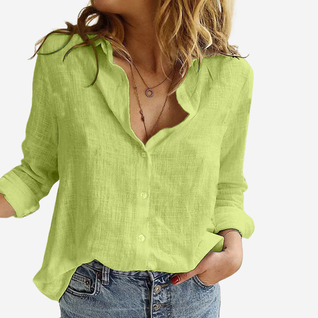 Antalya Linen-Blend Blouse