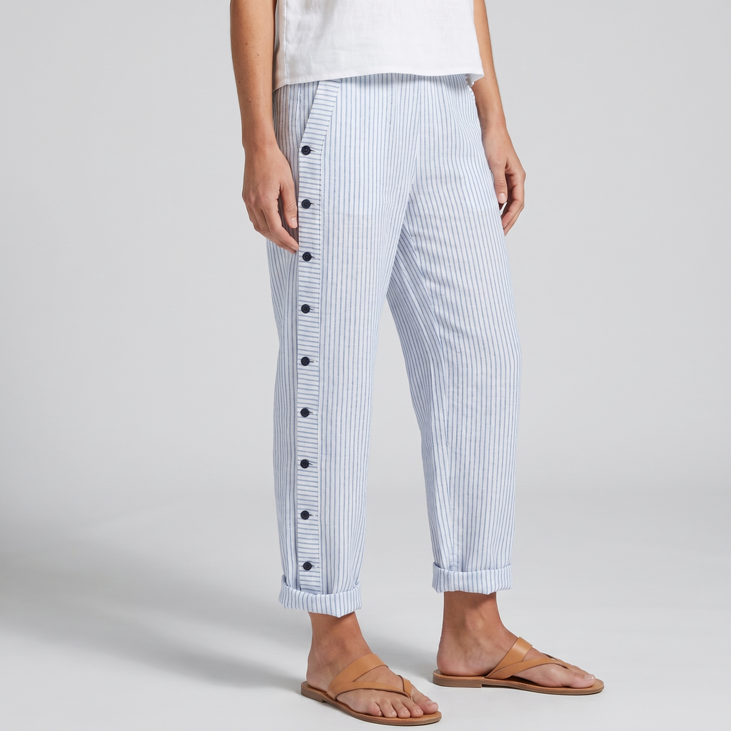 Lily Button-Side Striped Pants