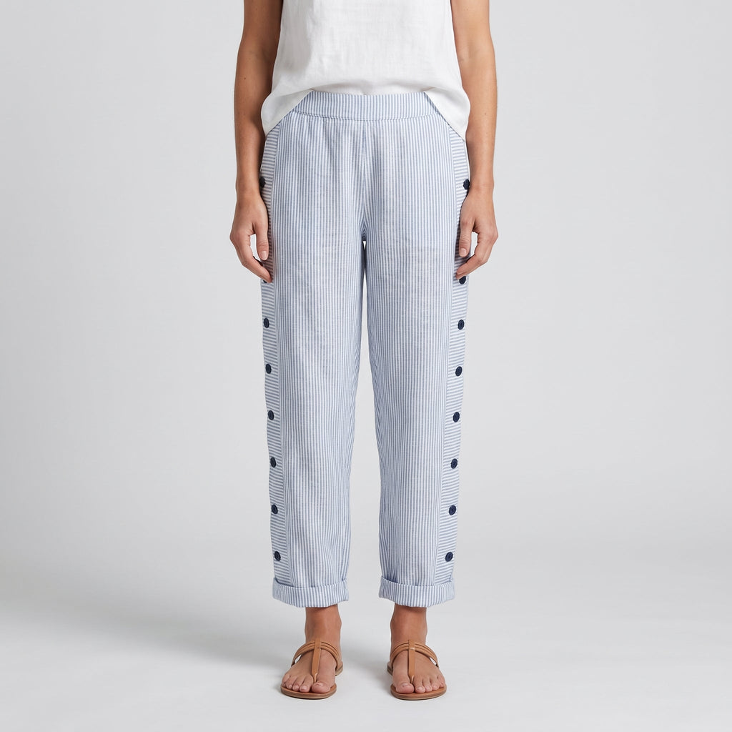 Lily Button-Side Striped Pants