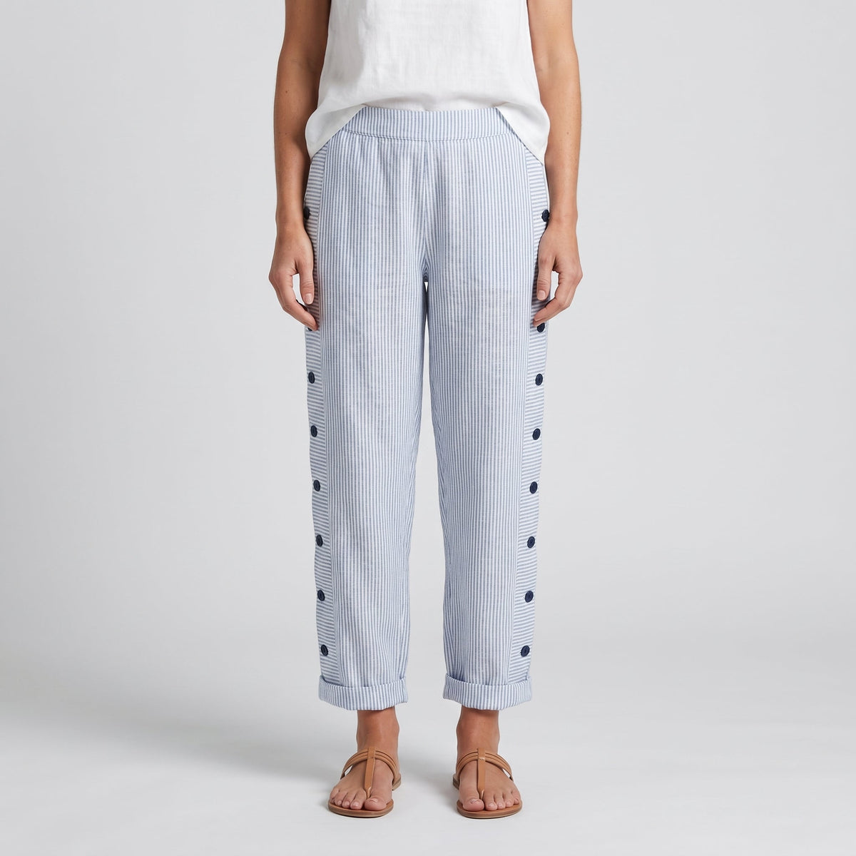 Lily Button-Side Striped Pants