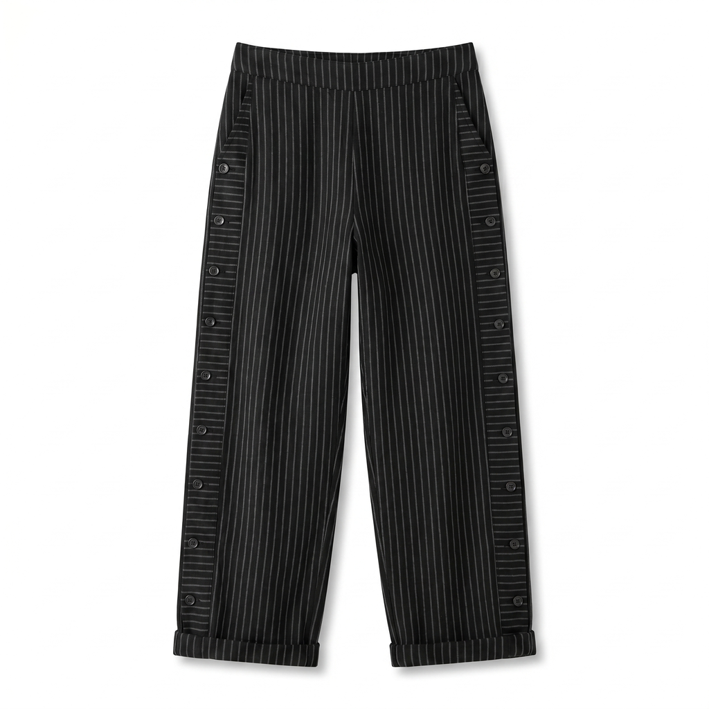Lily Button-Side Striped Pants