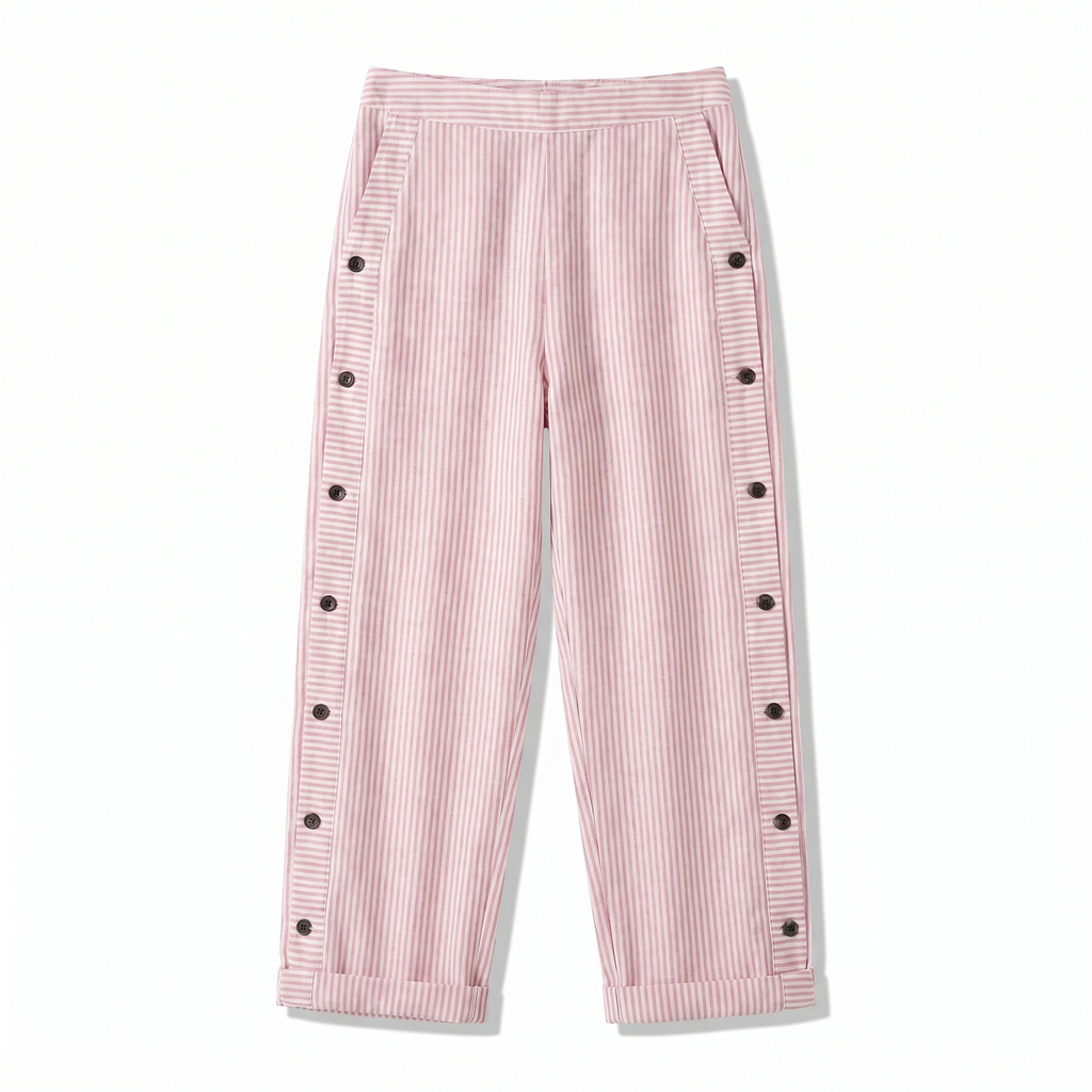 Lily Button-Side Striped Pants