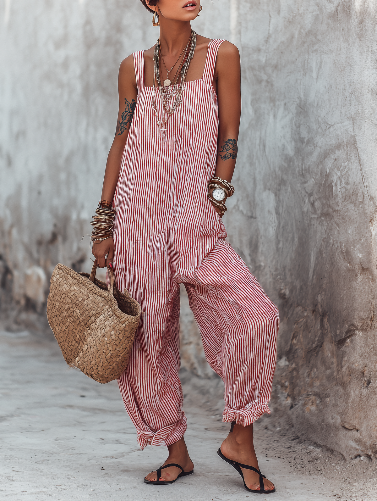 Lille Striped Square-Neck Jumpsuit