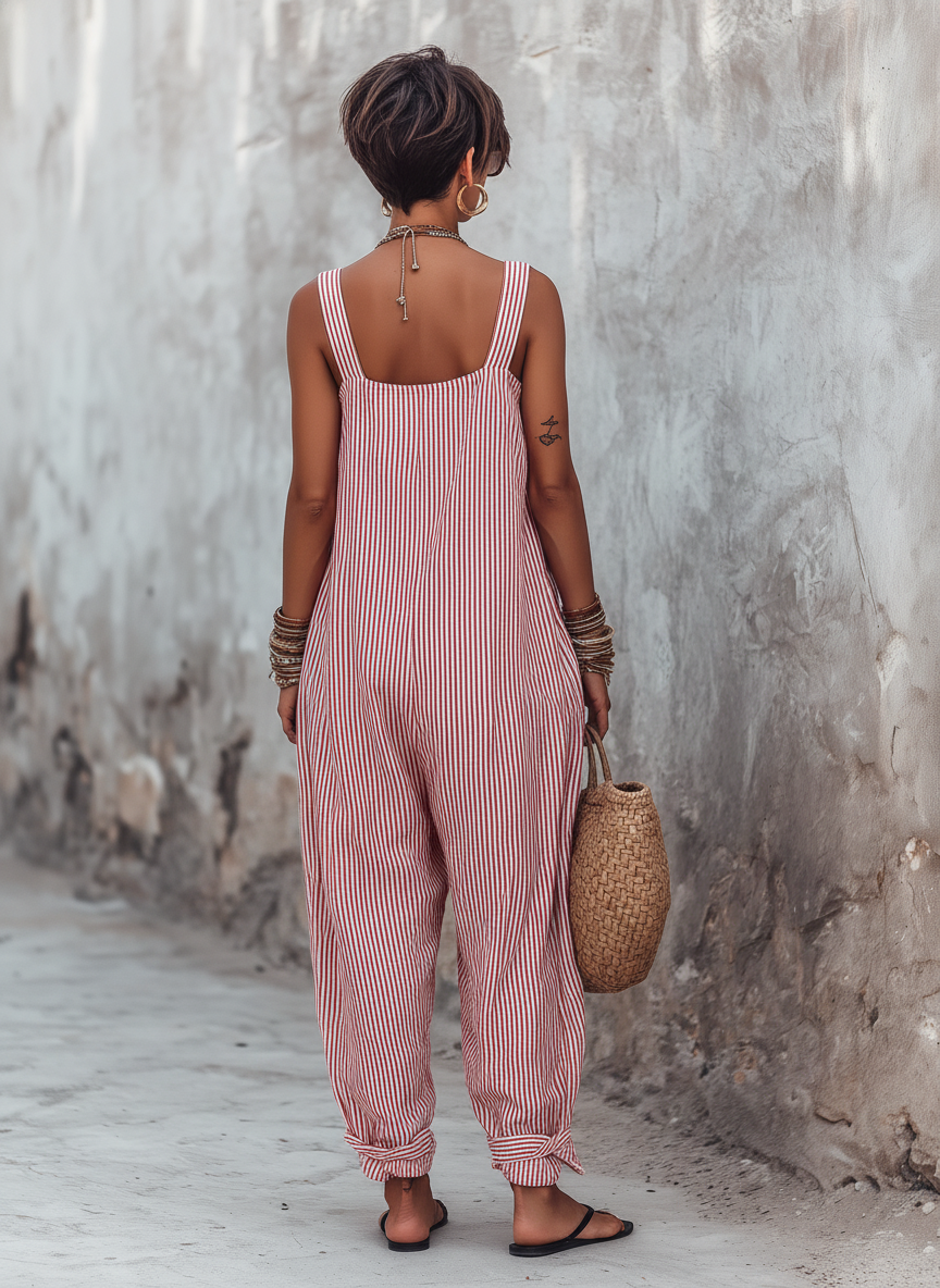 Lille Striped Square-Neck Jumpsuit